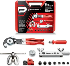 Powerbuilt 14 Piece Master Tubing Service Kit, Cutting, Bending, Flaring Metal Tubes, HVAC, Car Repair, Plumbing, Electrical Tool Set - 948006