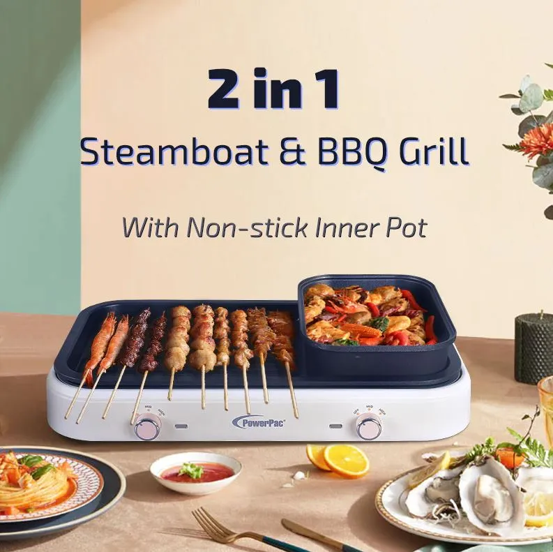 PowerPac 2 In 1 BBQ & SteamBoat 1.8L PPMC763