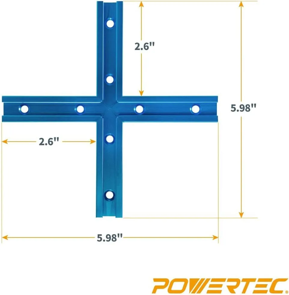 POWERTEC 71854 48 Inch x4 Universal T track with 4 Sets of Intersection Kit, Double-Cut Profile T track with Predrilled Mounting Holes, Pack of 1