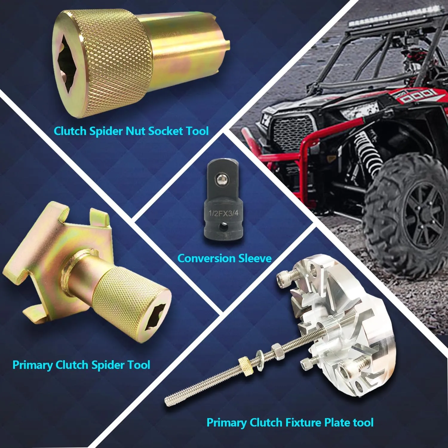 Primary Clutch Spider Tool & Spider Nut Tool & Fixture Plate Tool Fit for Polaris Turbo Ranger 900 1000 RZR XP Trail 900 1000 General 900 1000