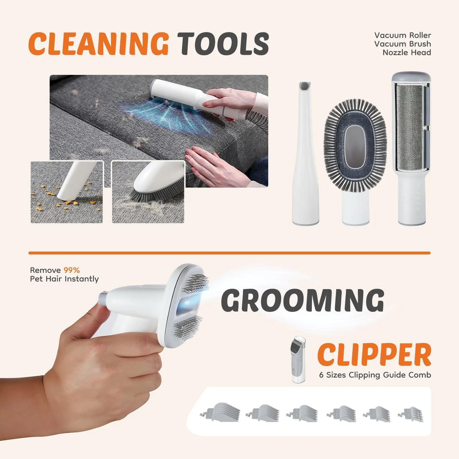 Professional Pet Hair Clippers with Suction Technology, Cordless Design & 5 Essential Grooming Tools for Dogs