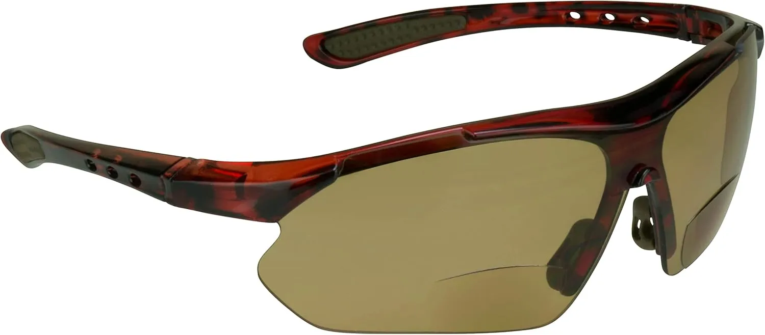 proSPORT BIFOCAL Sunglass Readers Men Women Blue Light Blocking HD Amber Lens Semi-Rimless Wrap-Around Golf Driving