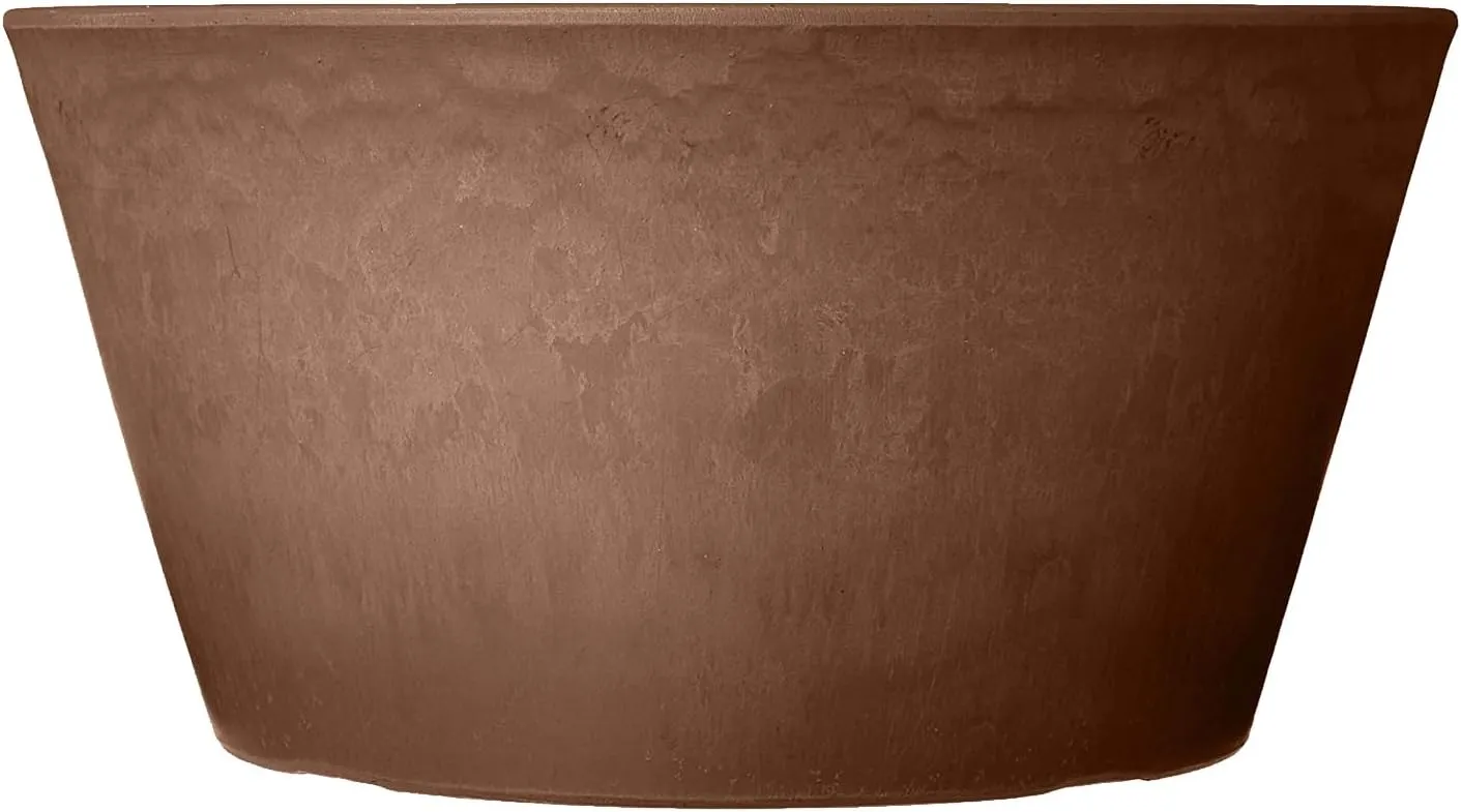 PSW Pot TD25C Collection Shallow Bulb Pan Planter for Succulents, Bonsai, Fairy Gardens, Herbs, 10-inch, Chocolate