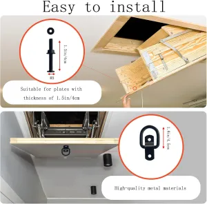 Pull Down System Kit, Attic Pull Down Hook for Attic Extension Ladder Pull Down System Hook Cord Kit Rope Replacement