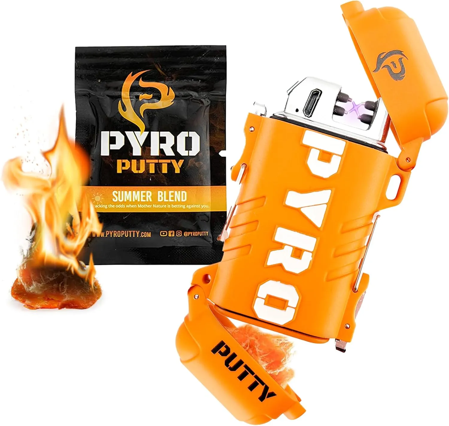 Pyro Putty Stow & Go ARC Electric Lighters Rechargeable: Fire Starter Survival Gear and Supplies, Windproof & Waterproof   1 Single Use Summer Putty
