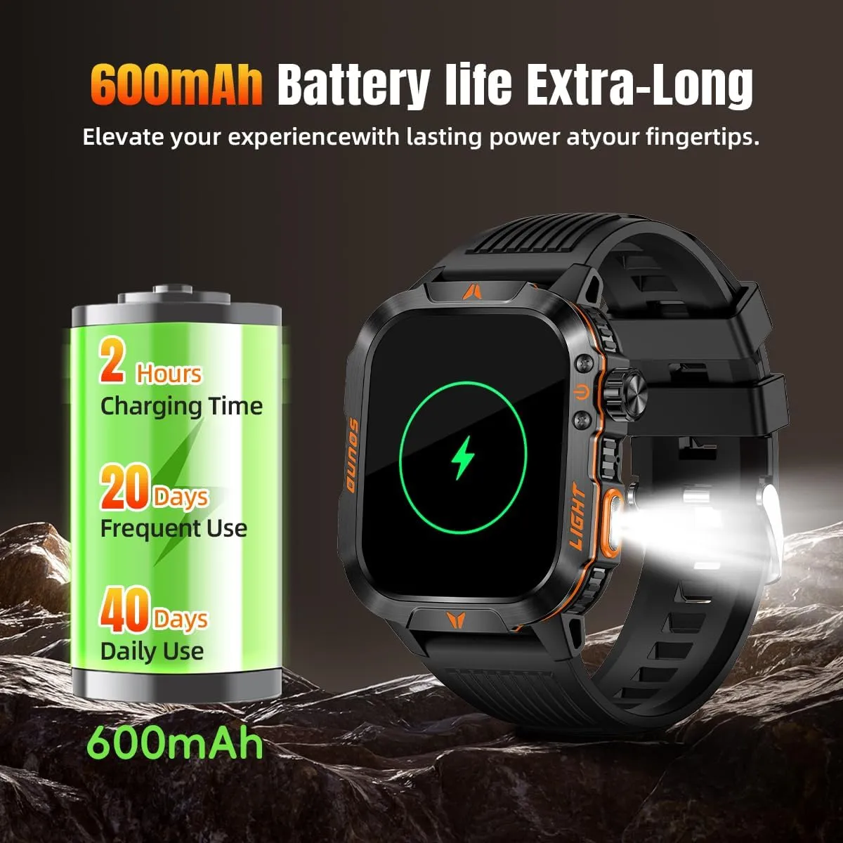 QTLLBT Men's Military Smart Watch Altimeter Barometer Compass IP68 Waterproof Suitable for Swimming Answer/Make Call Function Outdoor Tactical Smart Fitness Watch Heart Rate for Android & iOS