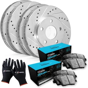 R1 Concepts Front and Rear Brakes and Rotors| Front and Rear Ceramic Brake Pads and Rotors Kit| Fits 2006-2018 Toyota RAV4