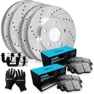 R1 Concepts Front and Rear Brakes and Rotors| Hardware Included| Front and Rear Ceramic Brake Pads and Rotors Kit| Fits 2018-2022 Subaru Crosstrek; 2017-2022 Subaru Impreza