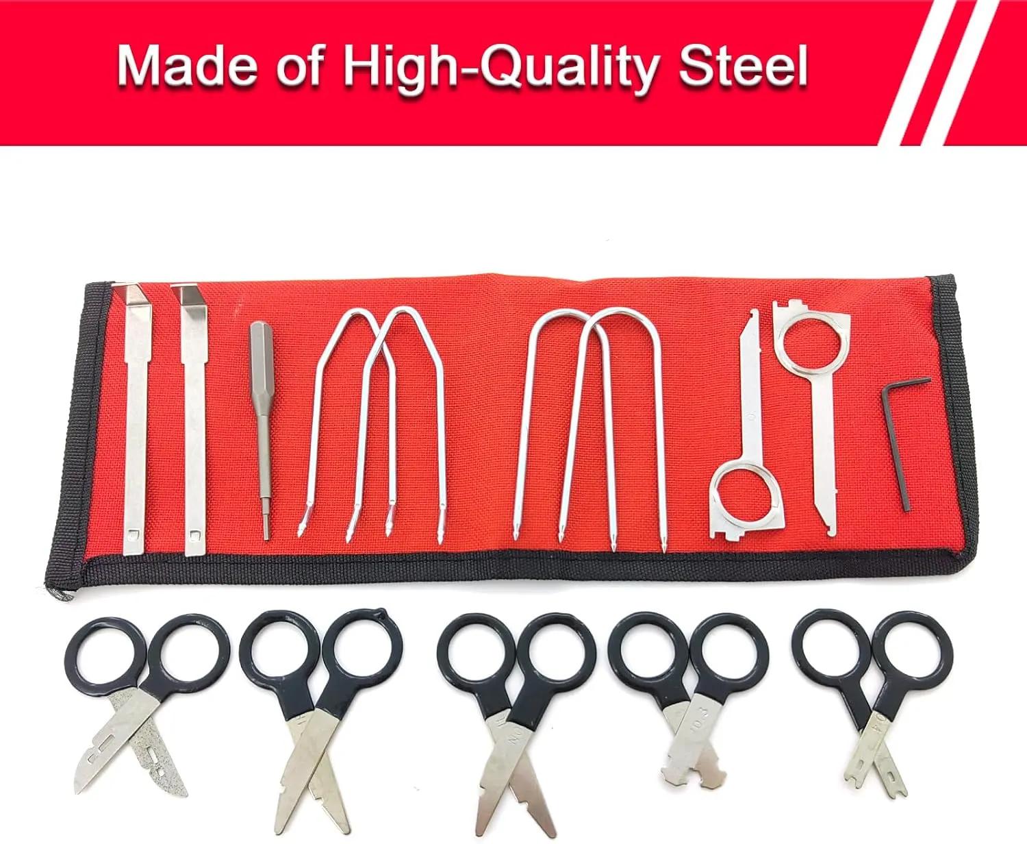 Radio Removal Tool key and Removal Pry Tool Kit Universal Stereo CD Player Removal Key Kit for Most Car and Truck Stainless Steel 20PCS