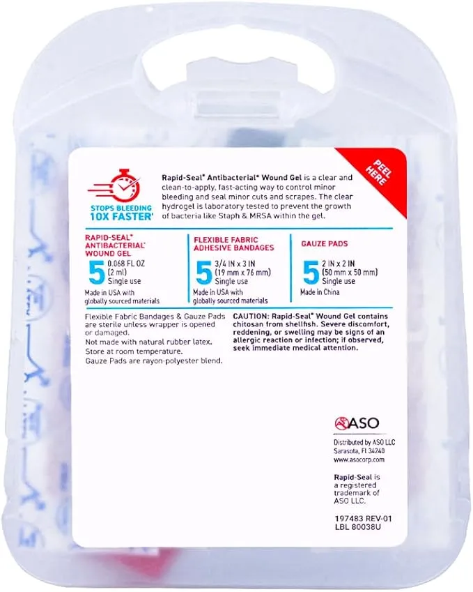 Rapid Seal 15pc Hemostatic First Aid Wound Care Kit | Stops Bleeding in Seconds. Solution for Quick and Effective Bleed Control. Perfect for Minor Cuts, Scrapes, and Razor Nicks.Travel Size