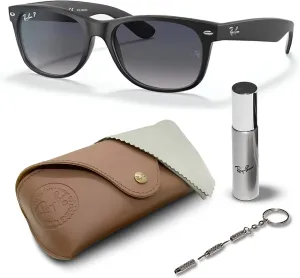 Ray-Ban RB2132 NEW WAYFARER Classic Square Shape Sunglasses With Eyewear Kit Bundle - High Bridge Fit - Square Sunglasses