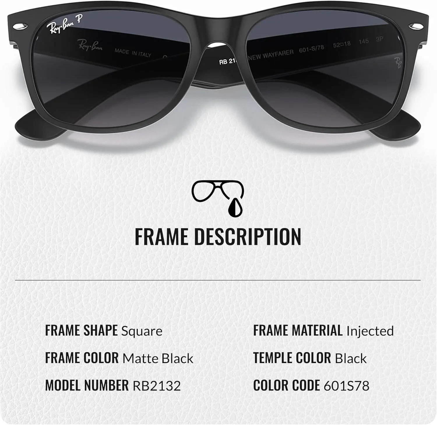 Ray-Ban RB2132 NEW WAYFARER Classic Square Shape Sunglasses With Eyewear Kit Bundle - High Bridge Fit - Square Sunglasses