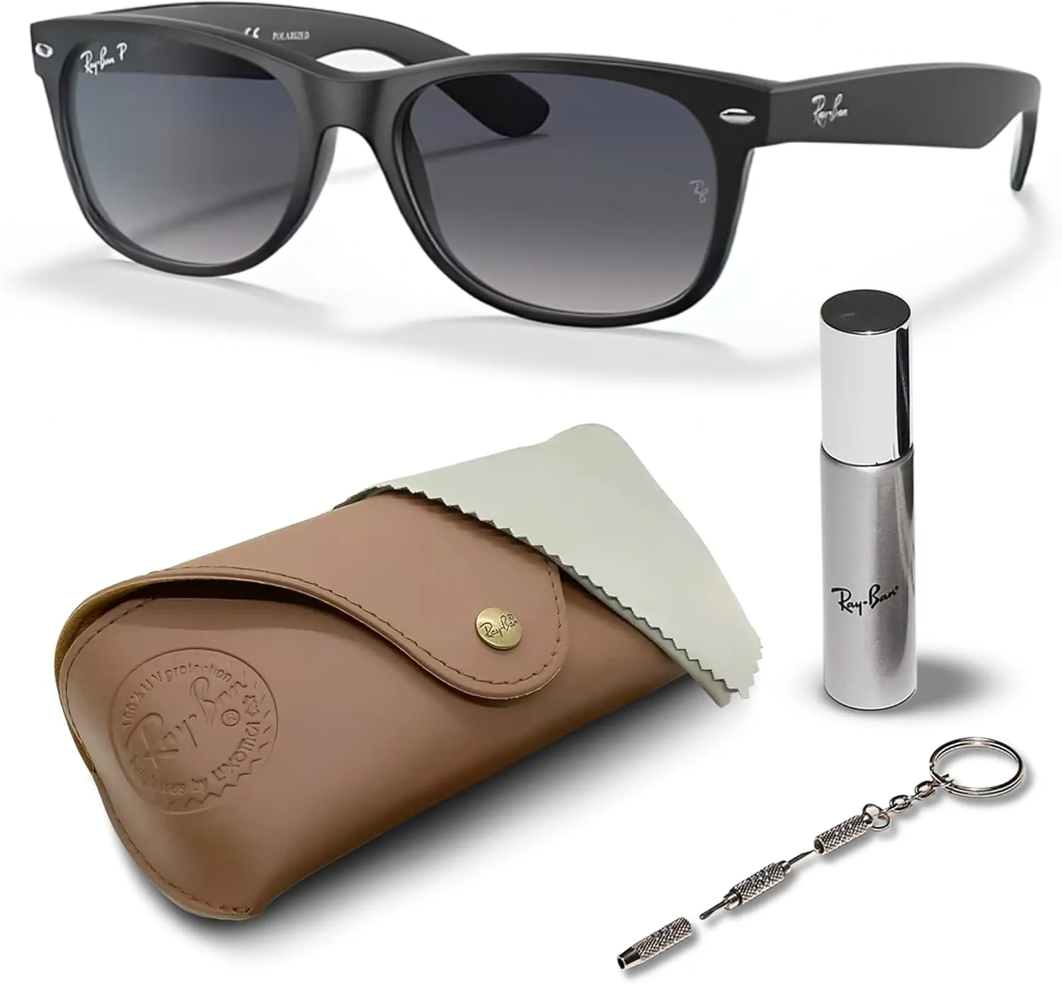 Ray-Ban RB2132 NEW WAYFARER Classic Square Shape Sunglasses With Eyewear Kit Bundle - High Bridge Fit - Square Sunglasses