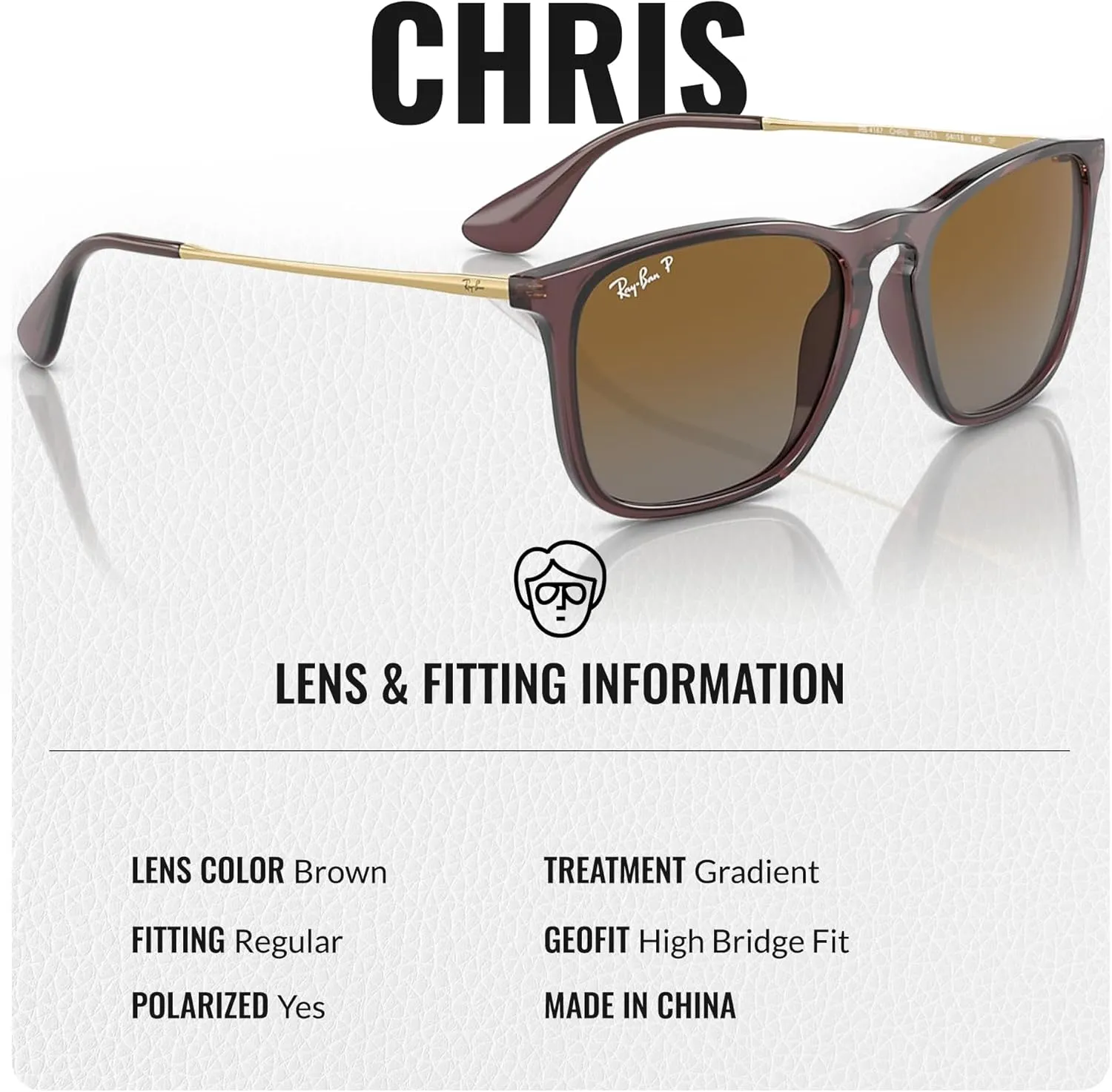 Ray-Ban RB4187 CHRIS Square Shape Sunglasses With Eyewear Kit Bundle - High Bridge Fit - Square Sunglasses