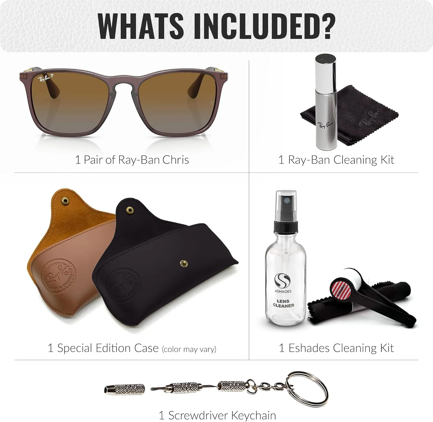 Ray-Ban RB4187 CHRIS Square Shape Sunglasses With Eyewear Kit Bundle - High Bridge Fit - Square Sunglasses