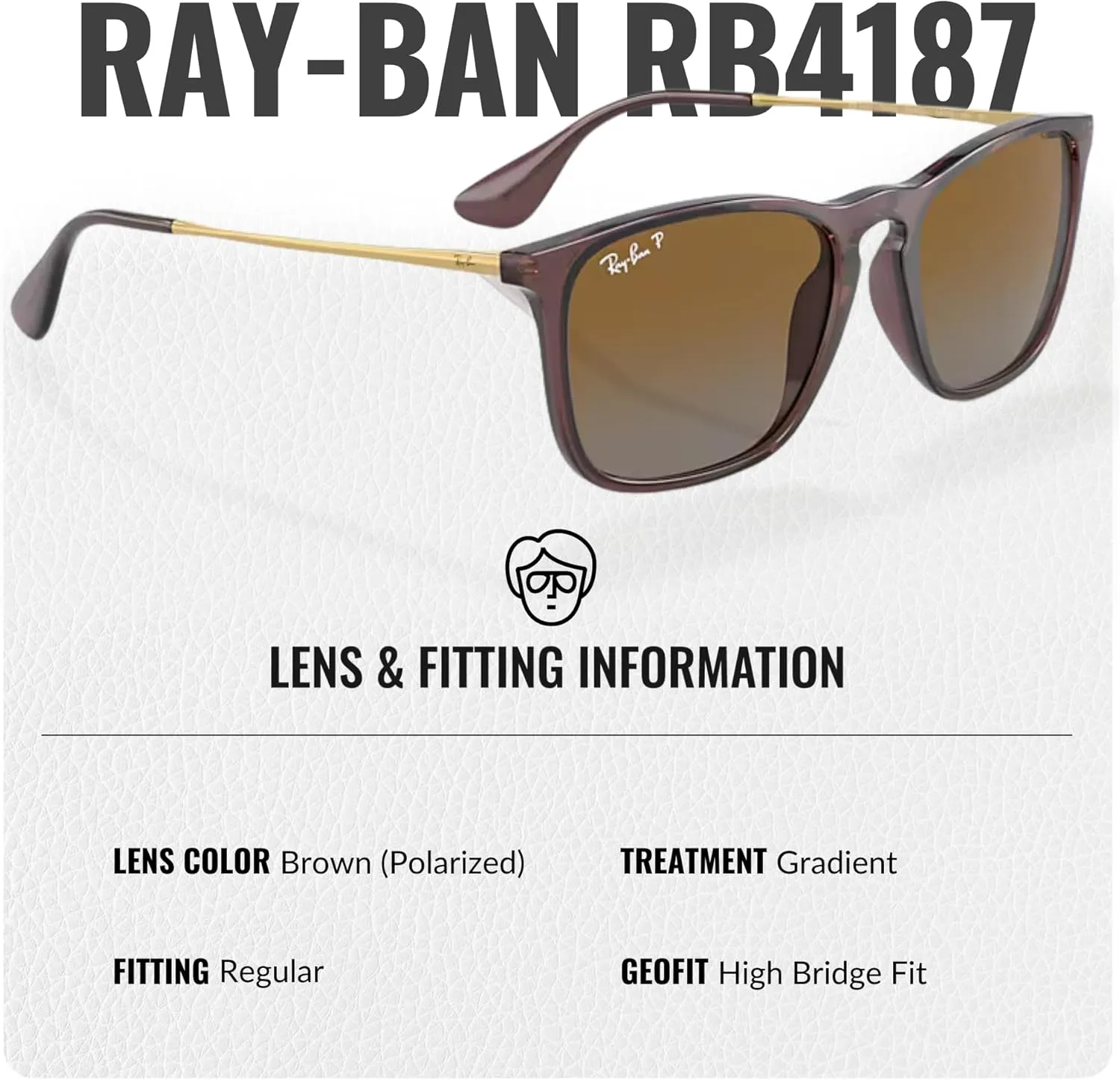 Ray-Ban RB4187 CHRIS Square Shape Sunglasses With Eyewear Kit Bundle - High Bridge Fit - Square Sunglasses