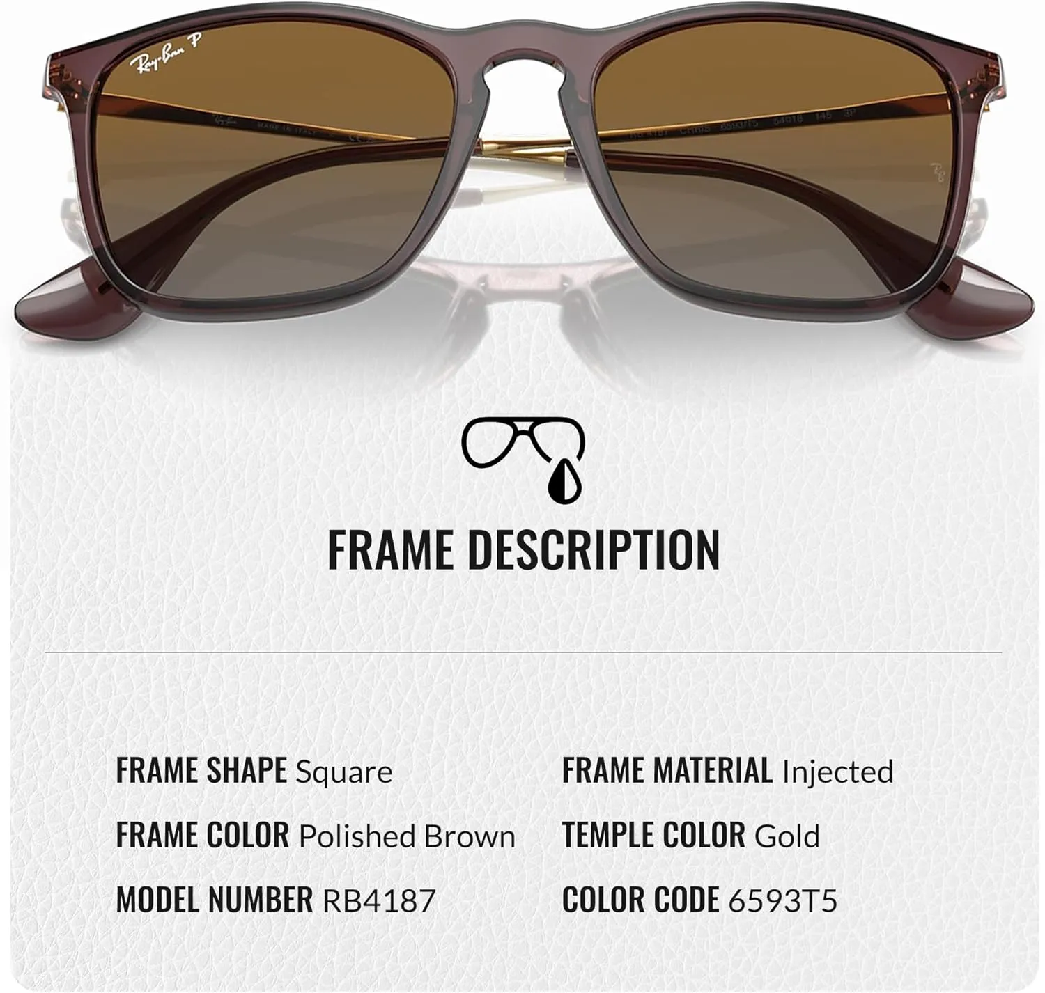 Ray-Ban RB4187 CHRIS Square Shape Sunglasses With Eyewear Kit Bundle - High Bridge Fit - Square Sunglasses