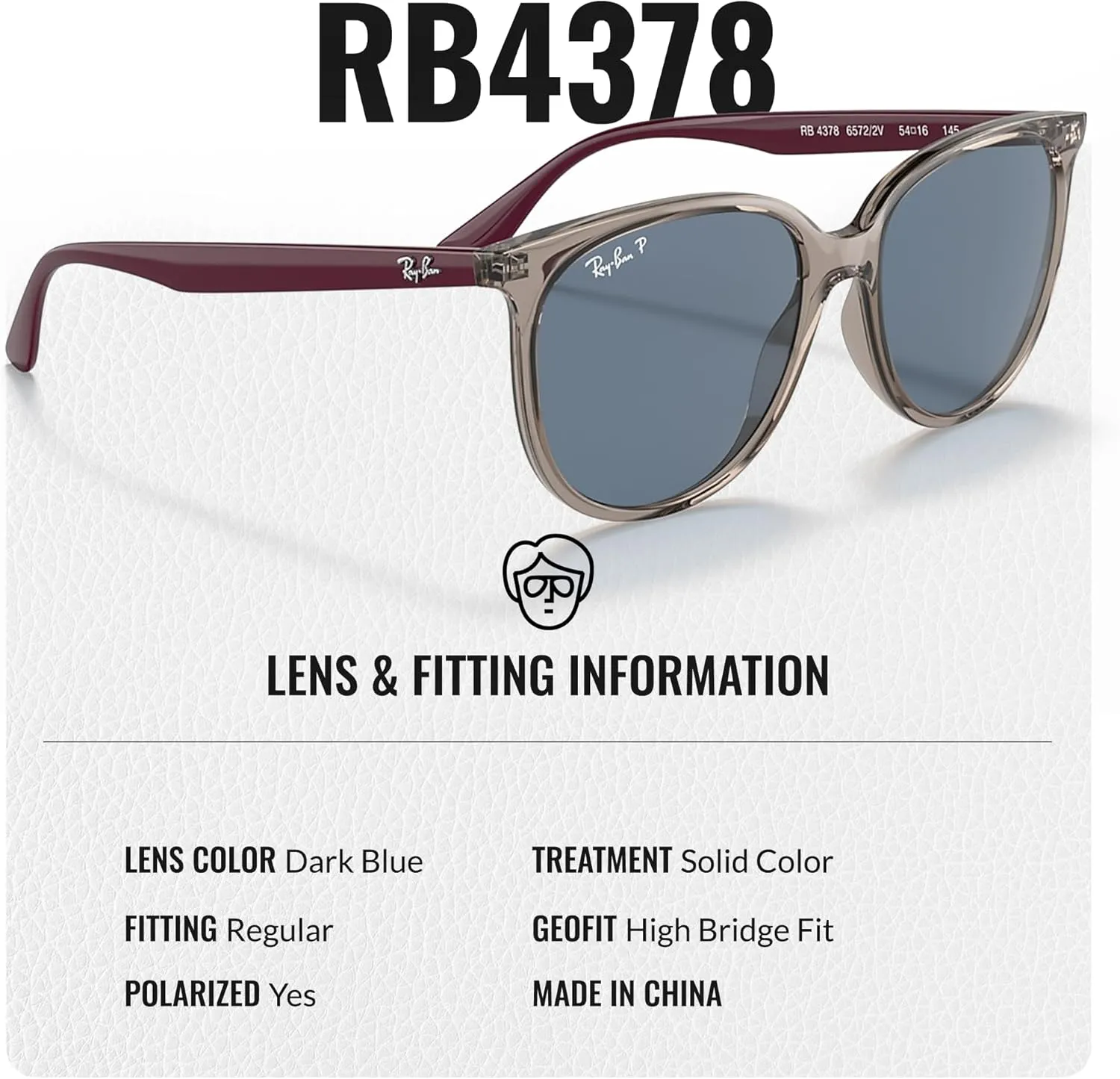 Ray-Ban RB4378 Square Shape Sunglasses With Eyewear Kit Bundle - High Bridge Fit - Square Sunglasses