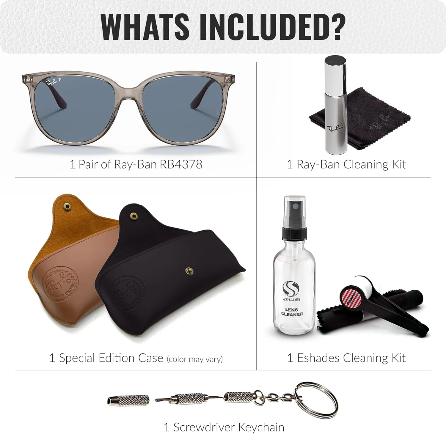 Ray-Ban RB4378 Square Shape Sunglasses With Eyewear Kit Bundle - High Bridge Fit - Square Sunglasses