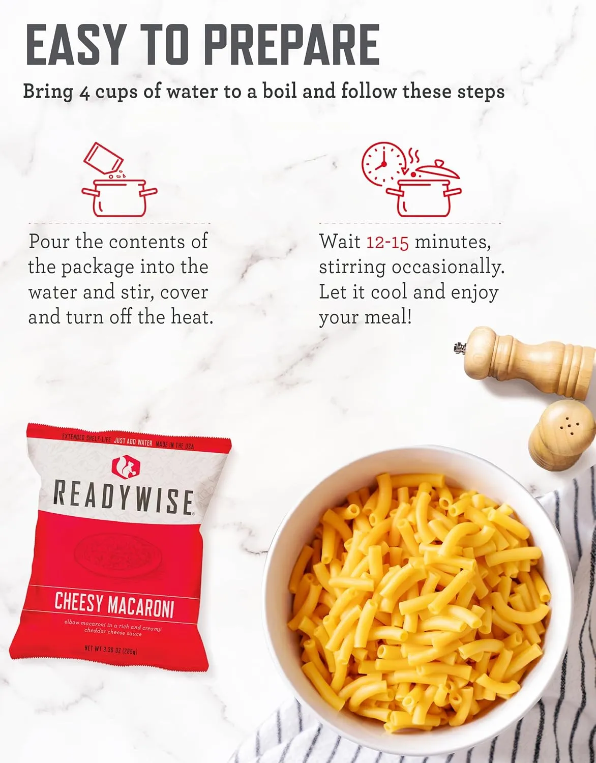 READYWISE- Emergency Food Supply, 360 Servings, 3 Buckets, MRE, Freeze Dried Food, Survival, Hiking, Adventure, Camping Essentials, 25-Year Shelf Life