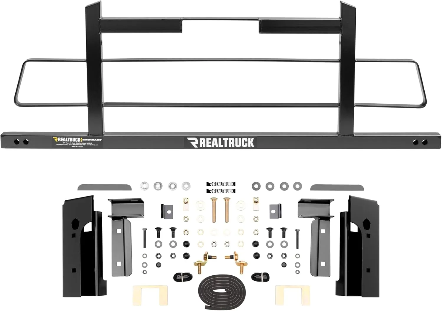 RealTruck Backrack Hardware Kit for use w/Wide-Top Tonneau, Black, No Drill | 50123 | Fits 2015-2025 Ford F-150; 2022-2025 Ford F-150 Lightning