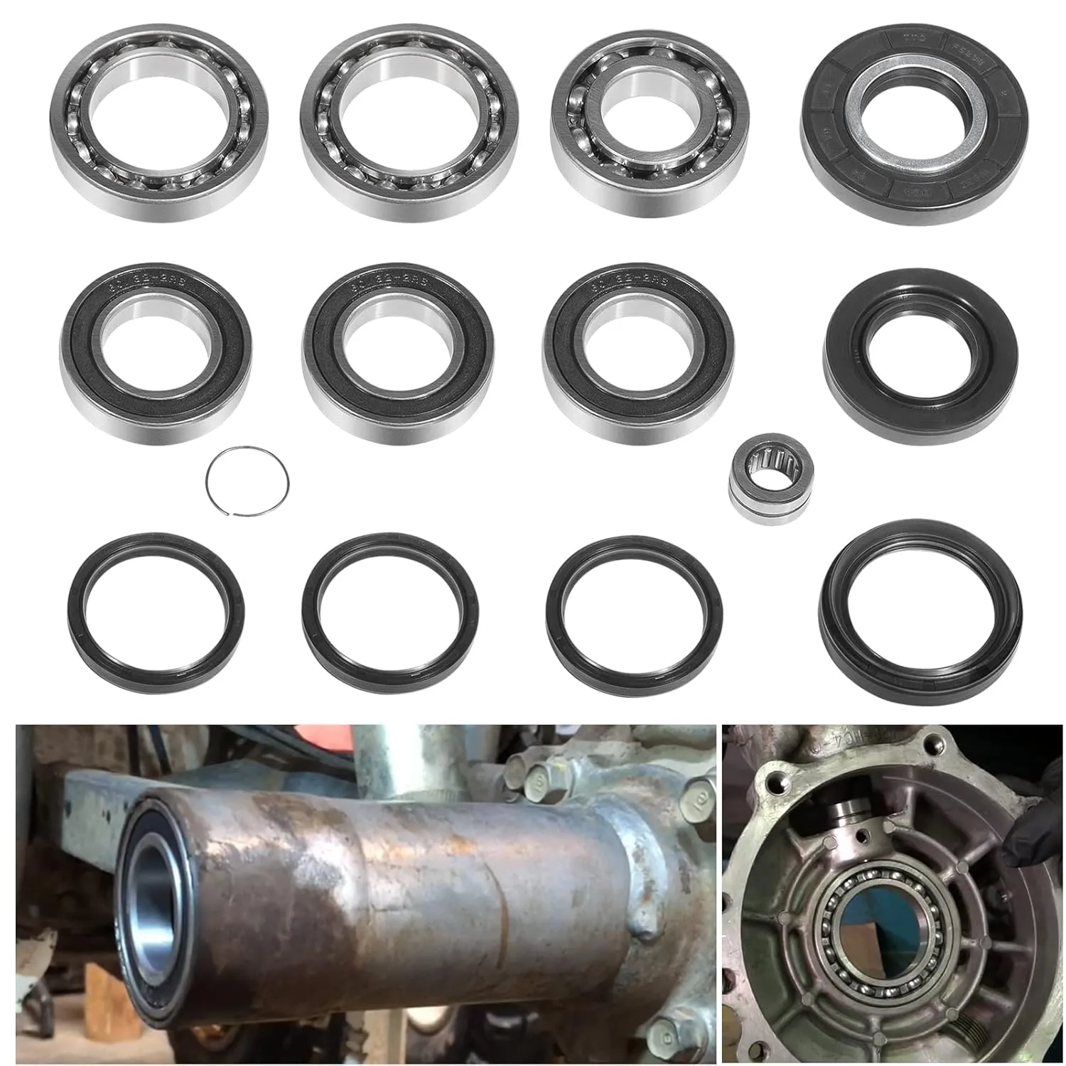 Rear Differential & Axle Bearing Seal Kit for 1997-2017 Honda TRX 250 Recon TE TM ES, 250 EX X Sportrax, Complete Kit for Wheel Rear ATV Differential and Axle Rebuild