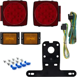 RecPro Trailer Tail Light Kit |12V Subermersible Square LED Red Light Pair Set | Stop Turn Tail Brake Rear | For Boats, Trailers, Utility Trailer, RV, Camper