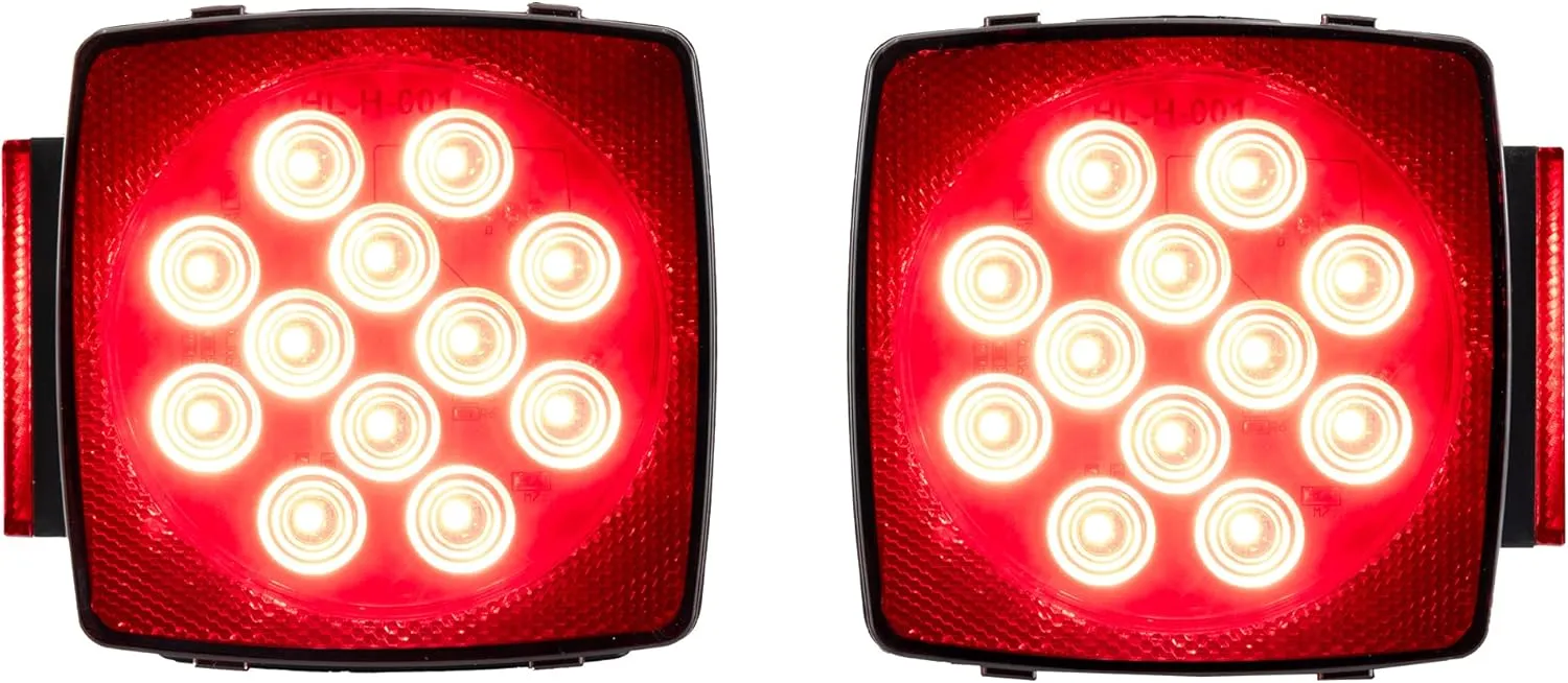 RecPro Trailer Tail Light Kit |12V Subermersible Square LED Red Light Pair Set | Stop Turn Tail Brake Rear | For Boats, Trailers, Utility Trailer, RV, Camper