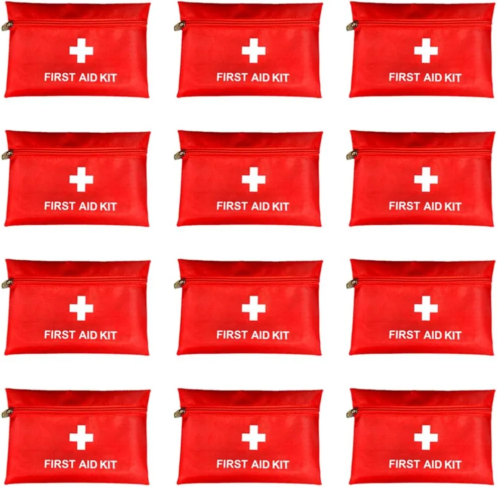 Red First Aid Bag Empty First Aid Kit Empty Waterproof First Aid Pouch Small Mini for First Aid Kits Pack Emergency Hiking Backpacking Camping Travel Car Cycling (Red, 7.9x5.5" 12 Pack)