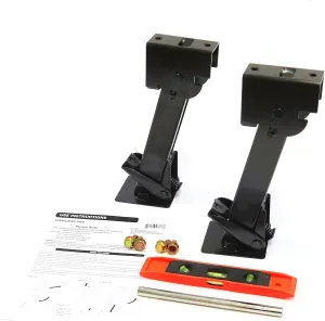 Red Hound Auto 2 Telescoping Folding Trailer Stabilizer Jacks Swing Down 1000 Lbs Support Capacity Each for RV Trailer Camper Includes Handle and Mounting Screws