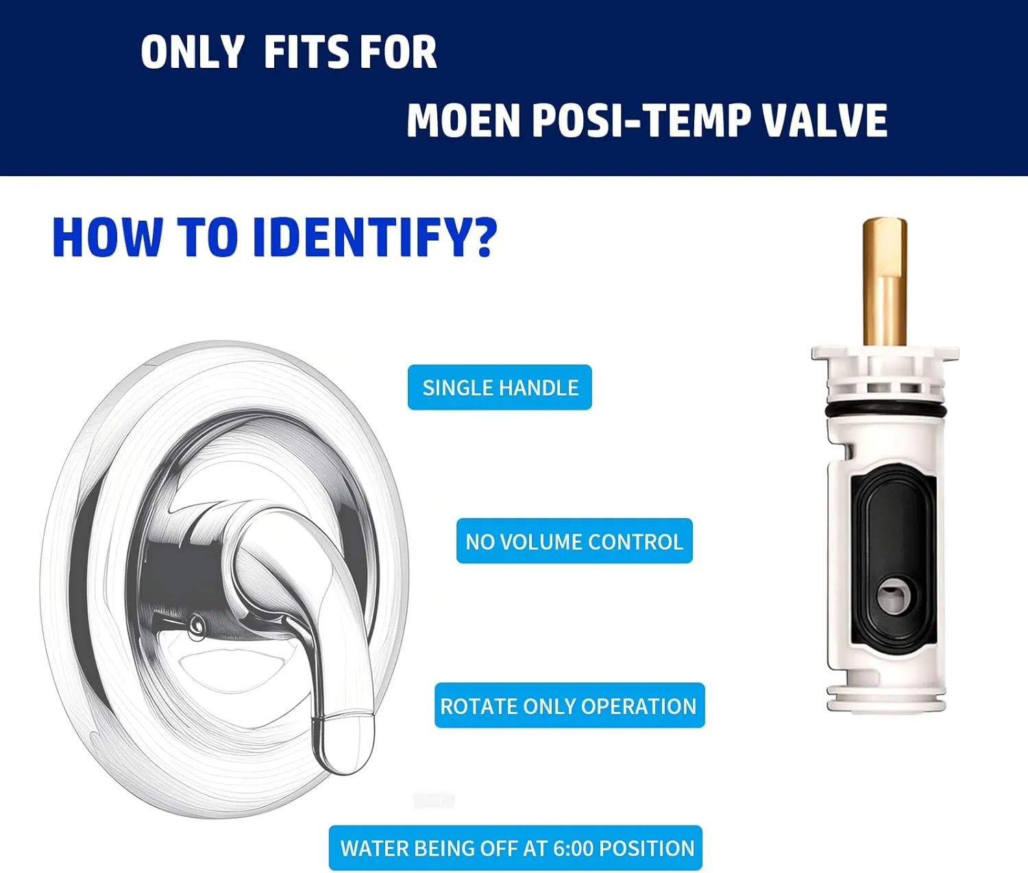 Replacement Cartridge for 1222 with Puller & Retainer Clip, Tub and Shower Repair Kit for One Handle Faucet, Bathtub Shower Valve Parts and Removal Tool, Brass and Plastics
