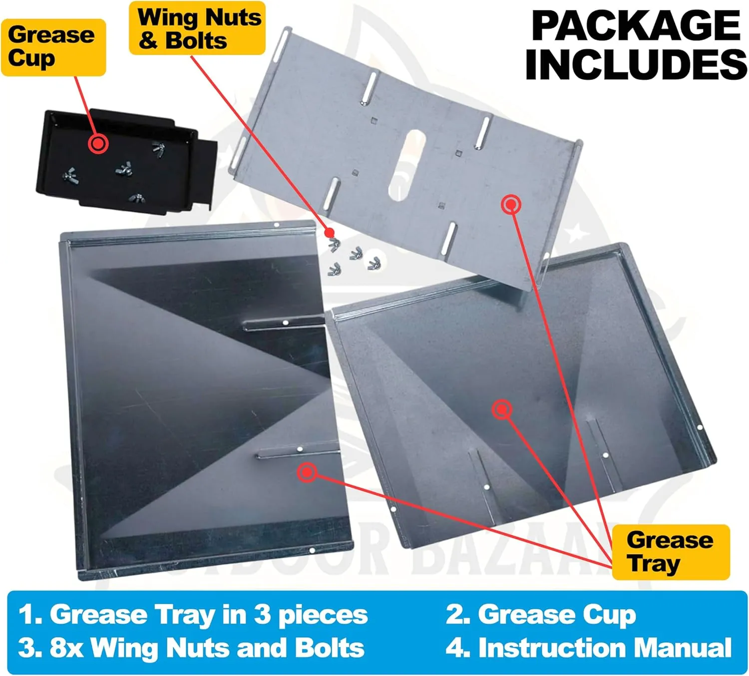 Replacement Grease Tray for Gas Grills, Fits 3/4/5 Burner Grills from Dyna Glo, Expert Grill, Backyard Grill, BHG, Uniflame, Kenmore, Charbroil, Nexgrill Grease Tray Replacement Drip Pan, (24-27 inch)