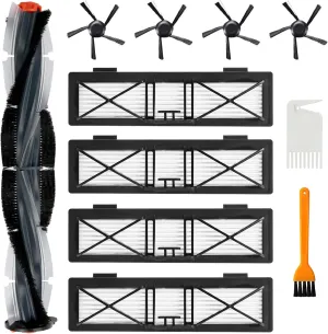 Replacement Parts Kit - 1 Main Brush 4 Side Brushes 4 High Efficiency Filters for Neato BotVac D Series -Vacuum Cleaner Brush Filter Replenishment Accessory