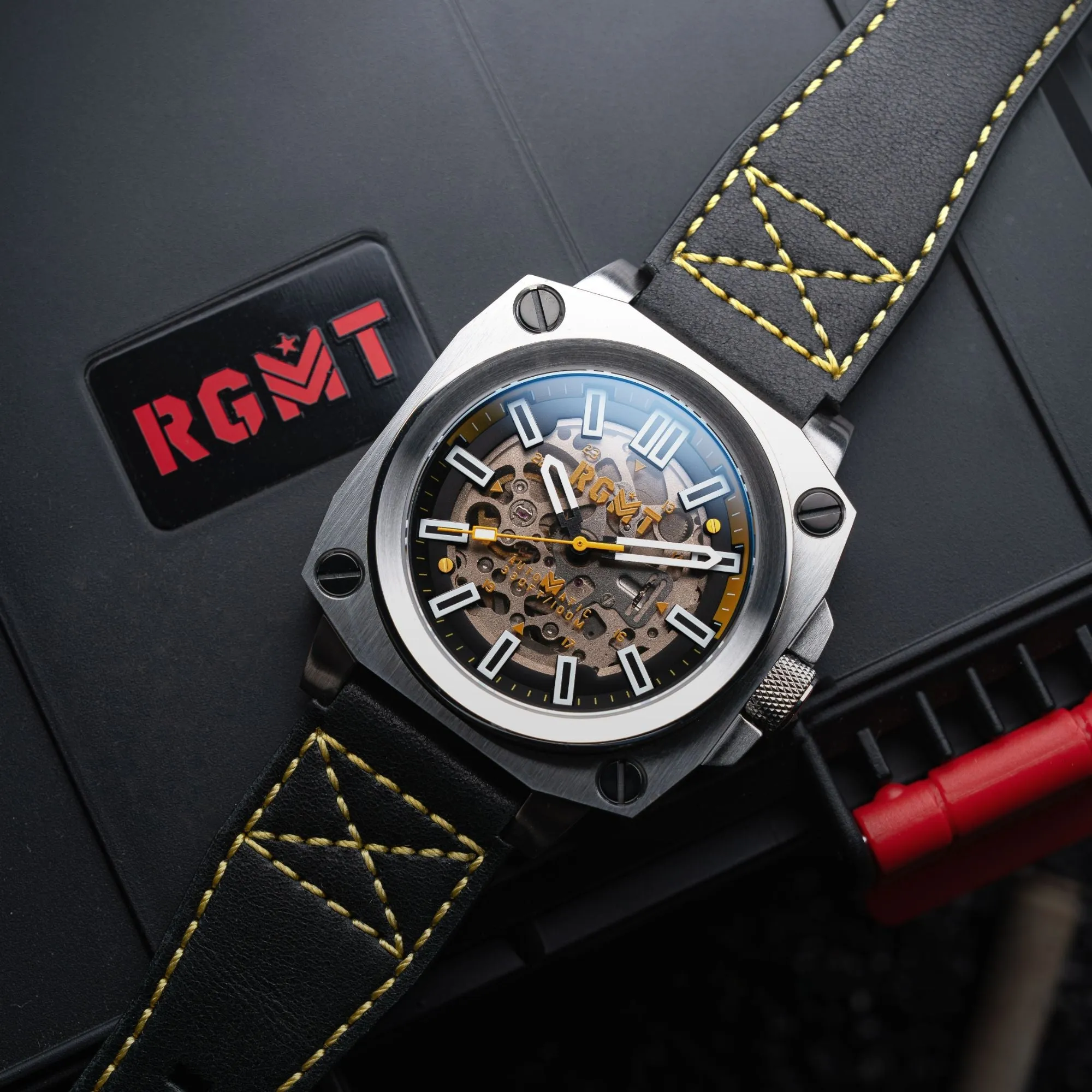 RGMT Altimeter Skeleton Automatic Ops Yellow Watch  RG-8064-03