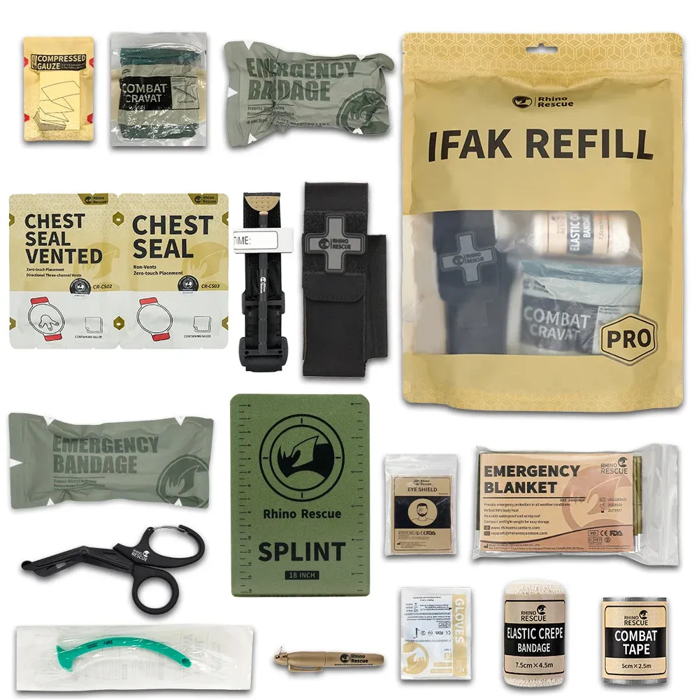 RHINO RESCUE First Aid Trauma Kit – IFAK Refill Kit for Outdoor and Emergency Use