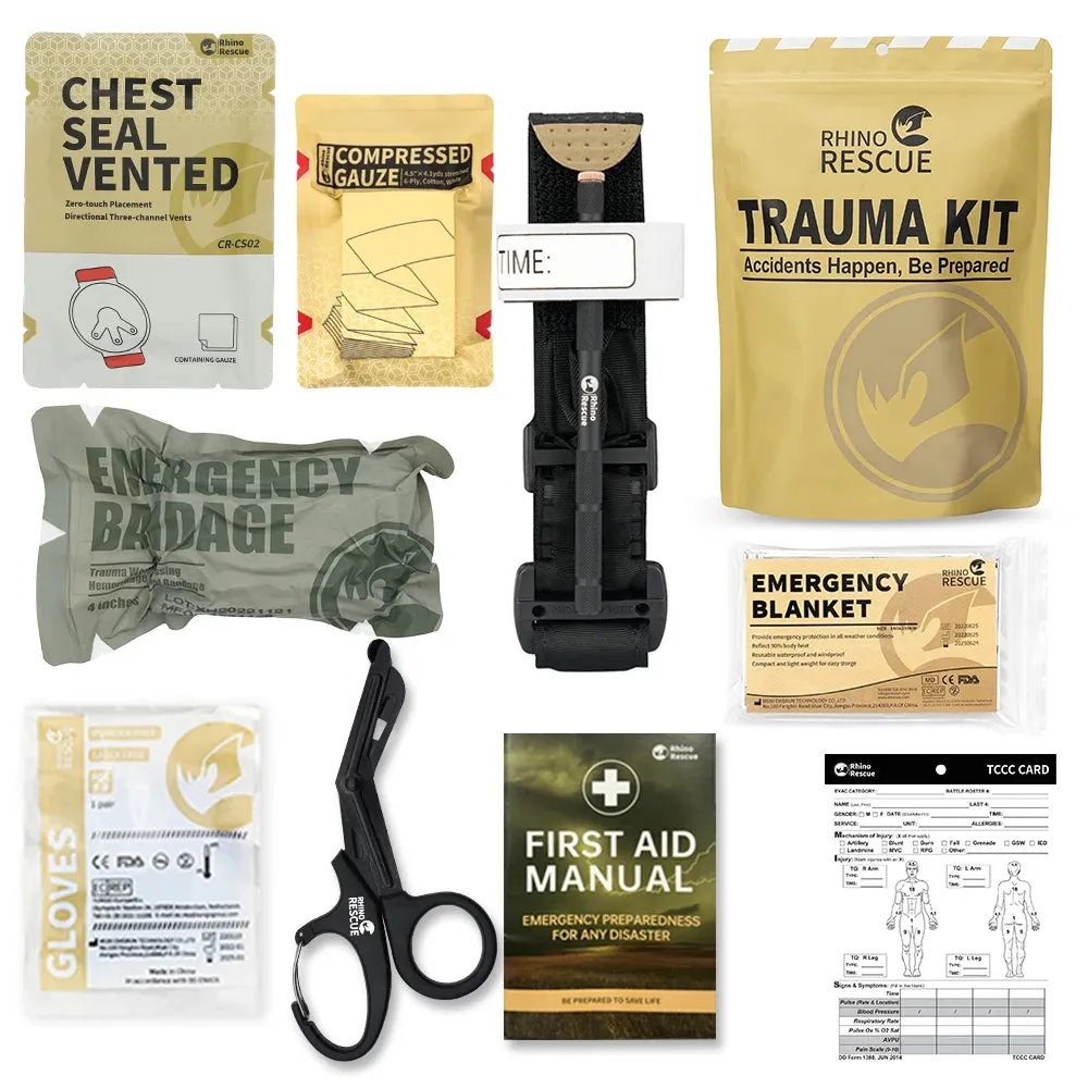 RHINO RESCUE First Aid Trauma Kit – IFAK Refill Kit for Outdoor and Emergency Use
