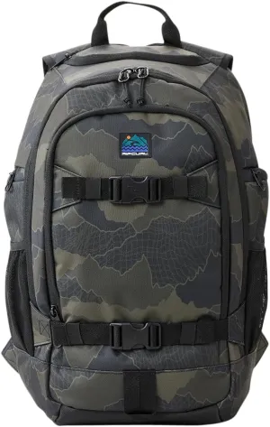 Rip Curl Men's 33L Posee Search Backpack with Laptop Section, Sunglasses and Drink Bottle Pocket, Black/Olive, One Size
