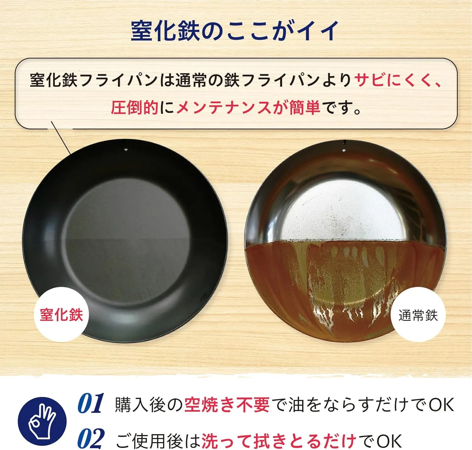 Riverlight JS1424 Kyoku JAPAN Iron Frying Pan Deep Fry Pan with Lid Set, 9.4 inches (24 cm), Iron Nitriding, IH Compatible, Rust Resistant, Wok, Made in Japan