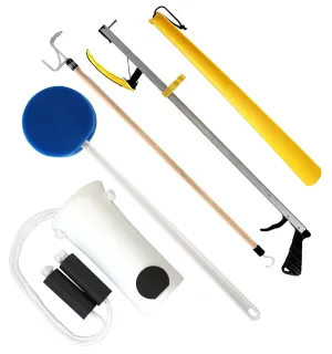 RMS Deluxe 5-Piece Hip Knee Replacement Kit - Ideal for Recovering from Hip Replacement, Knee or Back Surgery, Mobility Tool for Moving and Dressing (32 Inch Reacher)