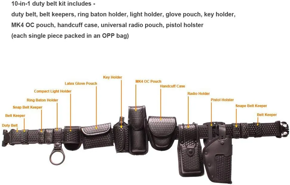 ROCOTACTICAL Sentinel Duty Web Belt, Police Duty Belt Rig, Security Modular Law Enforcement Duty Belt with Pouches