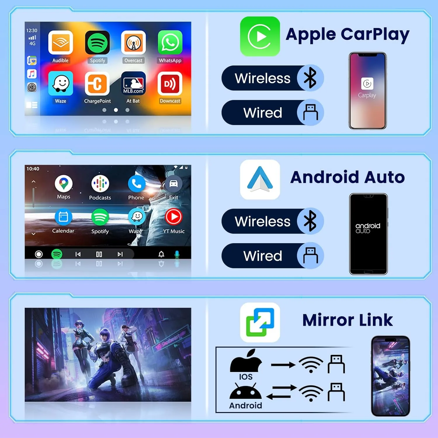 Roinvou 8 Cores 4 64G Android Radio Upgrade for Toyota Corolla EX 2005-2012, 9'' HD Touchscreen with Wireless CarPlay Android Auto GPS Navigation WiFi Backup Camera Mirror Link Bluetooth Mic RDS