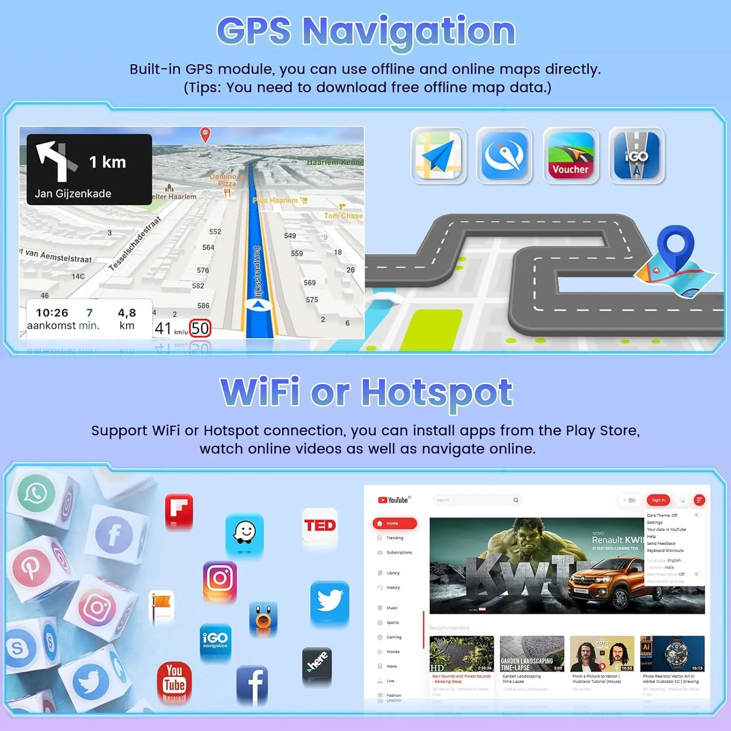 Roinvou 8 Cores 4 64G Android Radio Upgrade for Toyota Corolla EX 2005-2012, 9'' HD Touchscreen with Wireless CarPlay Android Auto GPS Navigation WiFi Backup Camera Mirror Link Bluetooth Mic RDS