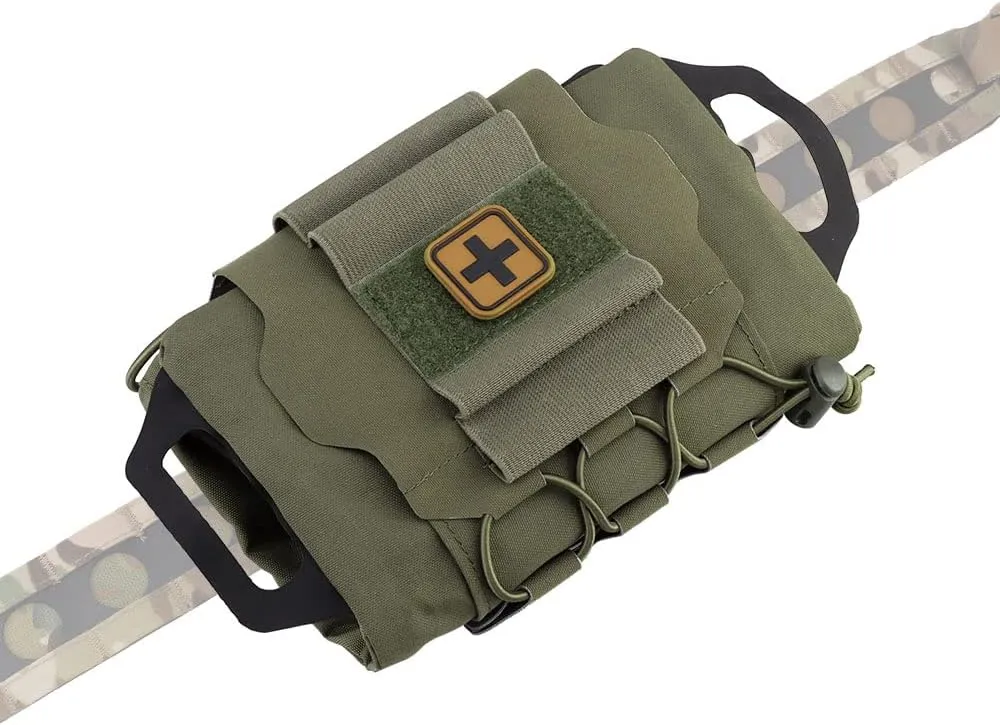 SABADO Rapid Deploy IFAK Pouch First Aid Kits Pack Tactical Two-piece System Medical Supply Holder Roll Carrier Hypalon Handle Outdoor Sport Hunting Bag Laminated Matting Fabric