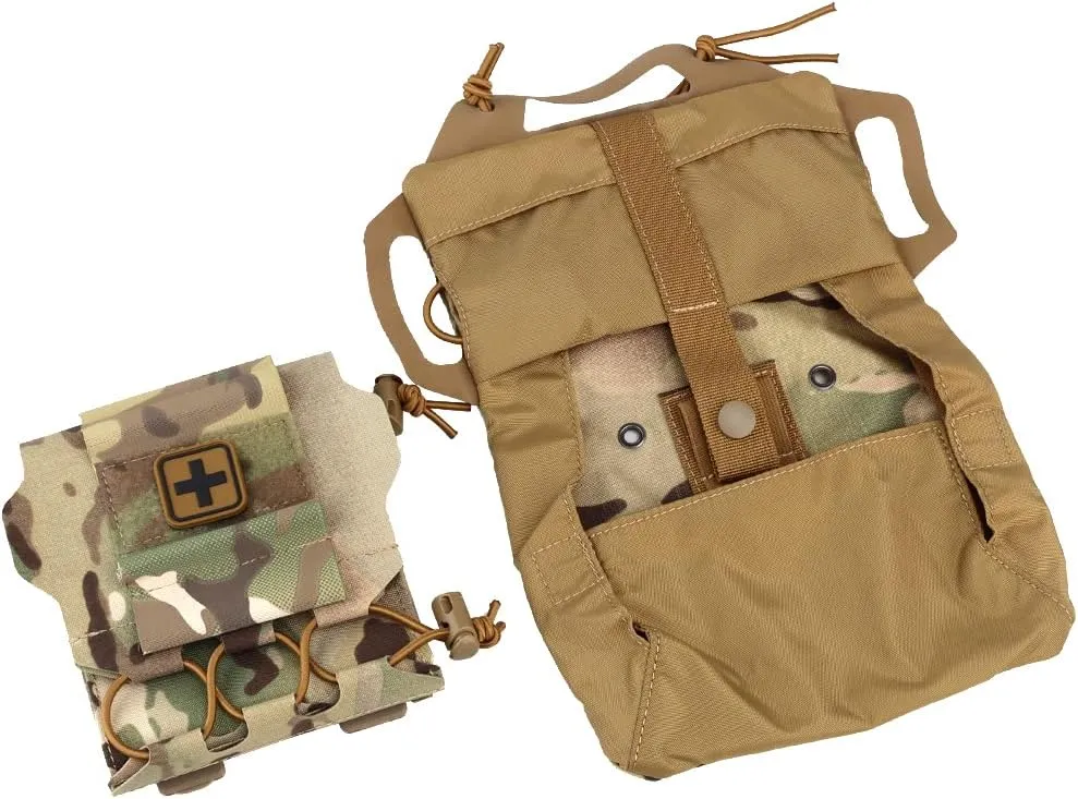 SABADO Rapid Deploy IFAK Pouch First Aid Kits Pack Tactical Two-piece System Medical Supply Holder Roll Carrier Hypalon Handle Outdoor Sport Hunting Bag Laminated Matting Fabric
