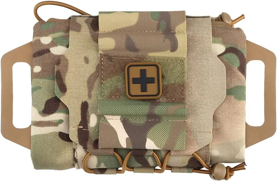 SABADO Rapid Deploy IFAK Pouch First Aid Kits Pack Tactical Two-piece System Medical Supply Holder Roll Carrier Hypalon Handle Outdoor Sport Hunting Bag Laminated Matting Fabric