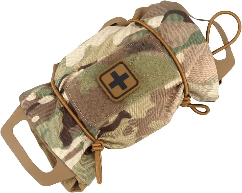 SABADO Rapid Deploy IFAK Pouch First Aid Kits Pack Tactical Two-piece System Medical Supply Holder Roll Carrier Hypalon Handle Outdoor Sport Hunting Bag Laminated Matting Fabric