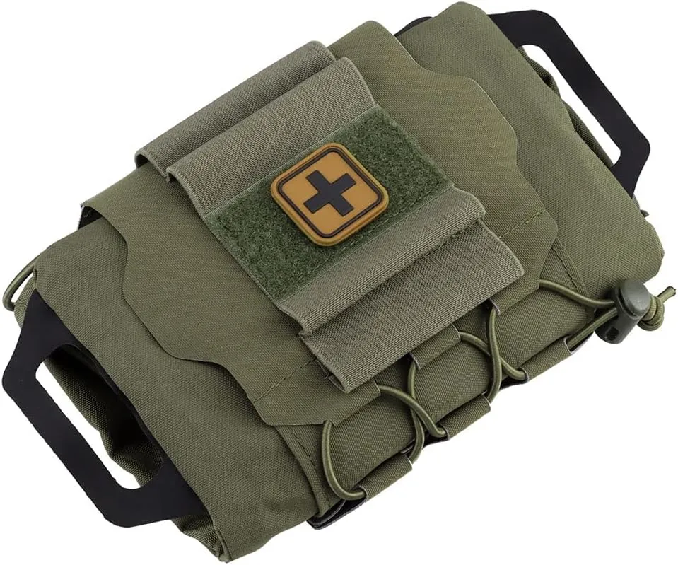 SABADO Rapid Deploy IFAK Pouch First Aid Kits Pack Tactical Two-piece System Medical Supply Holder Roll Carrier Hypalon Handle Outdoor Sport Hunting Bag Laminated Matting Fabric