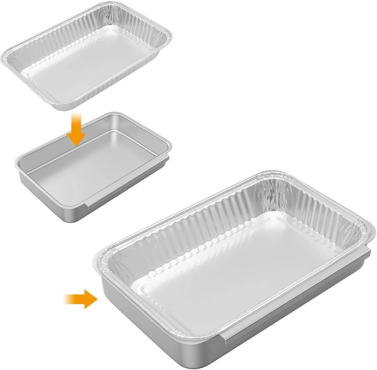 SafBbcue 93305 Grease Catch Pan for Weber Spirit E-210 220 E-310 320 330 Genesis II E-310 E-315 E-325 E-330 E-335 Grill Grease Tray with Disposable Drip Pan Liners, Replacement Part for Weber #83156