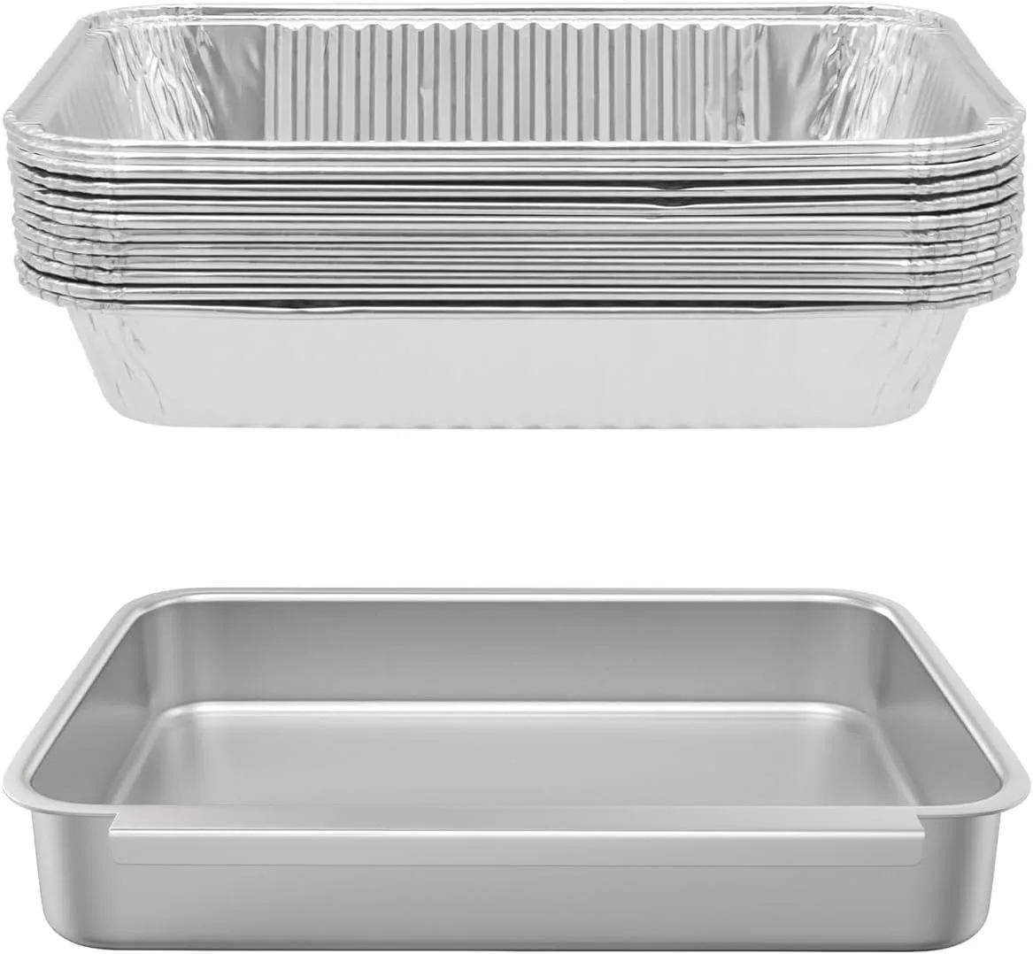 SafBbcue 93305 Grease Catch Pan for Weber Spirit E-210 220 E-310 320 330 Genesis II E-310 E-315 E-325 E-330 E-335 Grill Grease Tray with Disposable Drip Pan Liners, Replacement Part for Weber #83156