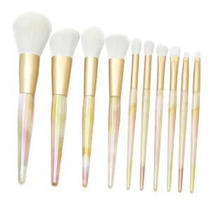 SAFIGLE 10-piece Marbled Makeup Brush Set Non-shedding Safe for Cleaning Plastic Hilt Makeup Set Kit for Daily Professional Use